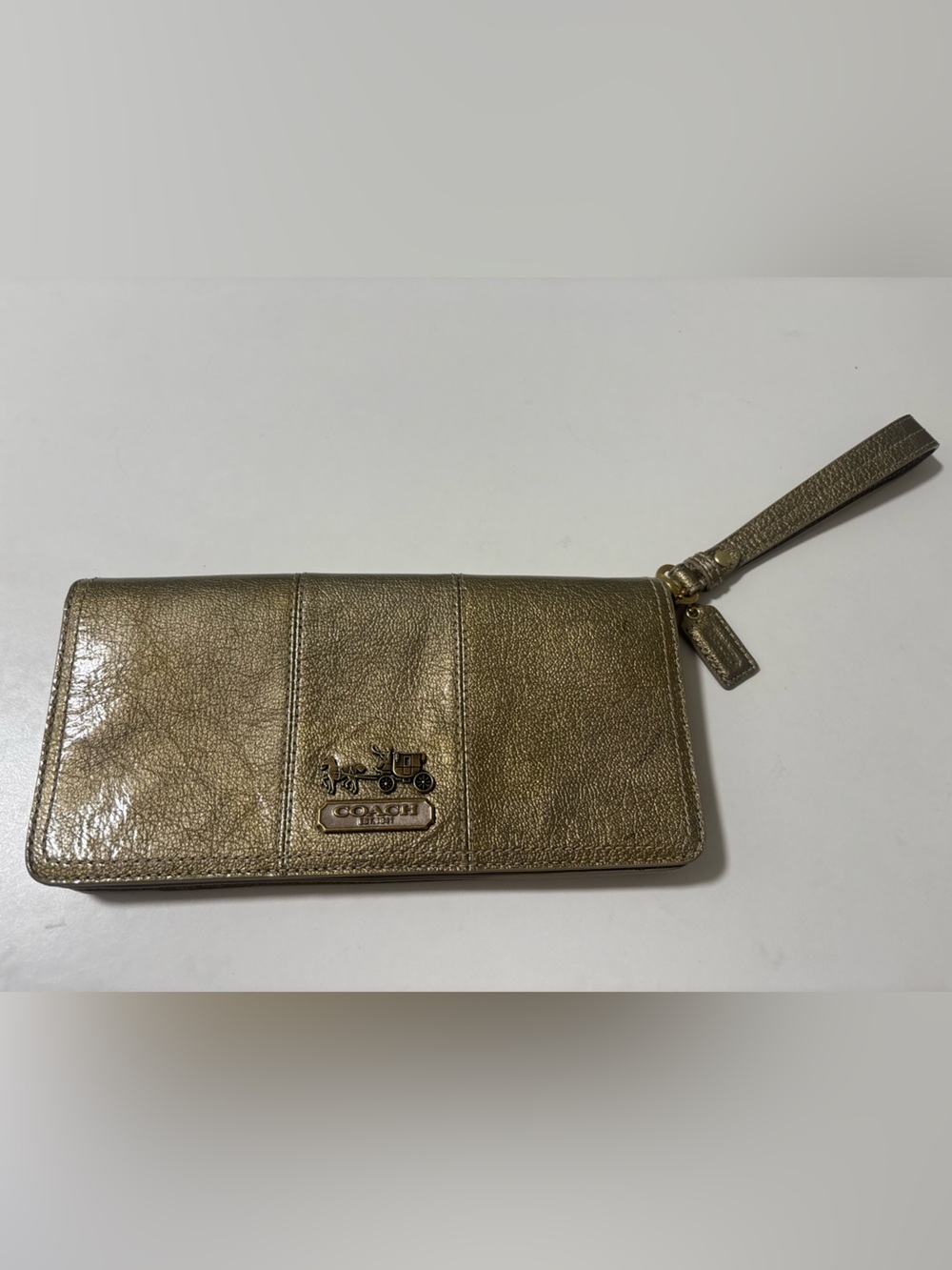 Coach Metallic Gold Zip Wristlet Wallet